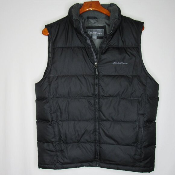 Eddie Bauer Black Goose Down Puffer Vest Men's M Medium - Picture 6 of 8
